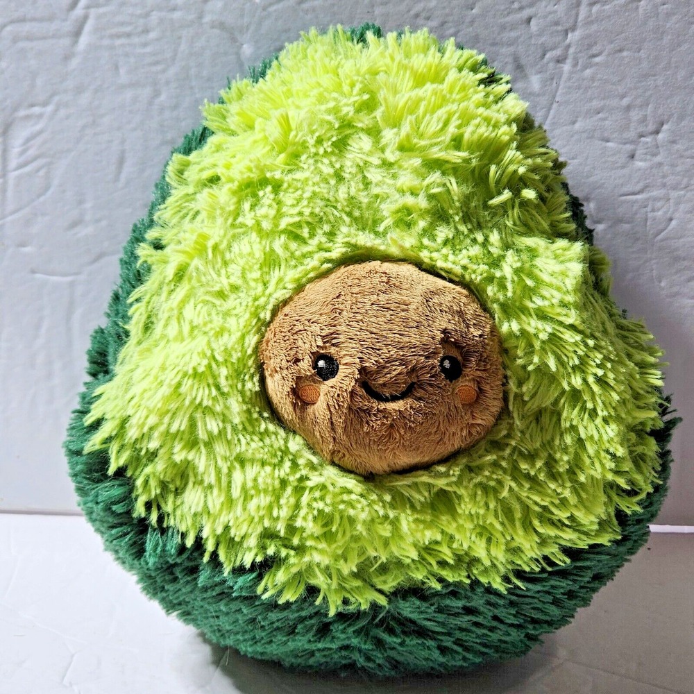 Squishable Avocado Sewn Smiley Face Seed Plush Foodie Pillow 9"